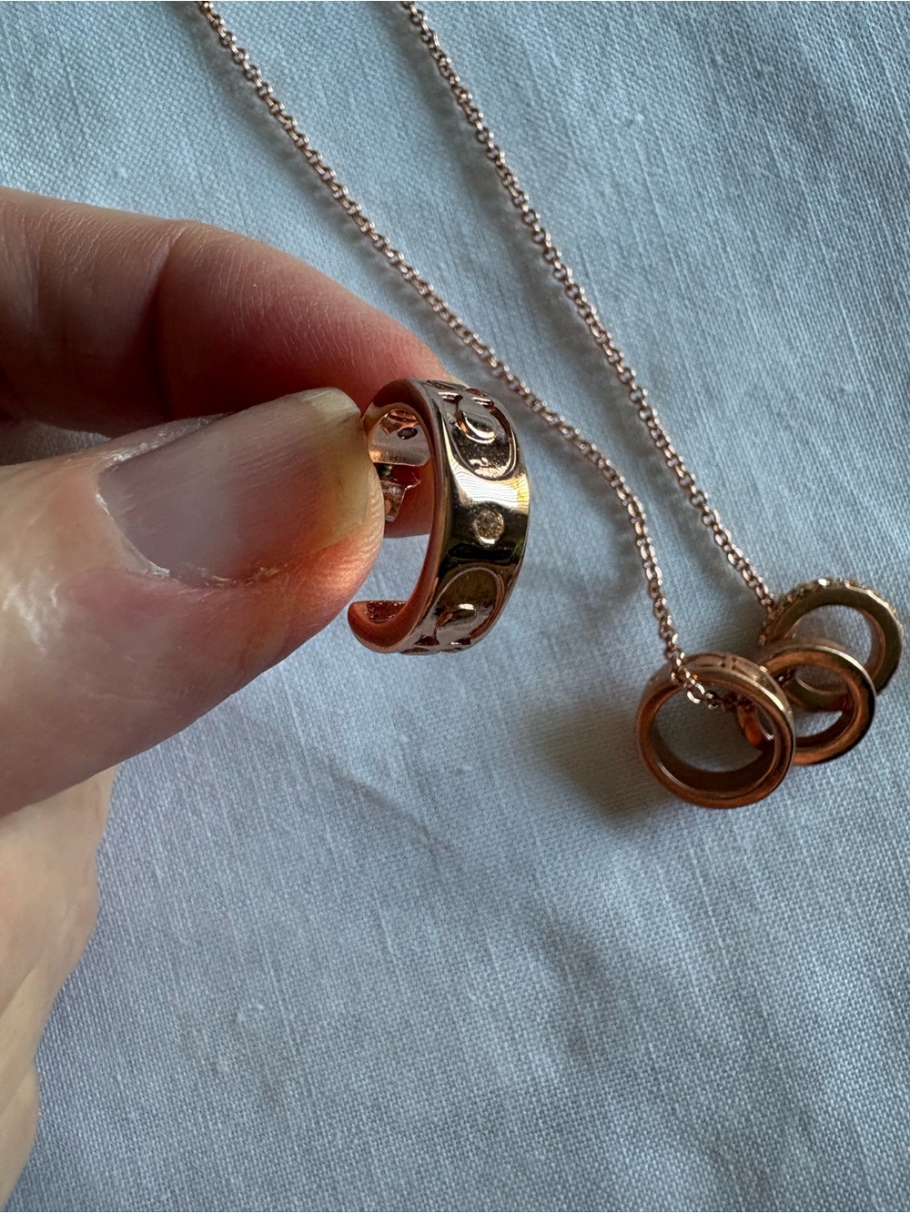 Coach Rose Gold Tone Women's necklace & earrings